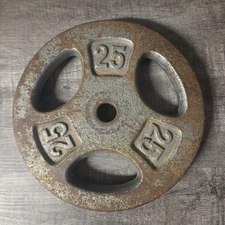CAP ? Barbell Standard 1-Inch Grip Weight Plate 25 lbs gray distressed rusted