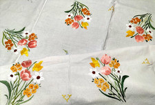 Sweet Fairistytch Spring Flower Posies Vintage Hand Embroidered Tablecloth Sweet Fairistytch Spring Flower Posies Vintage Hand Embroidered Tablecloth