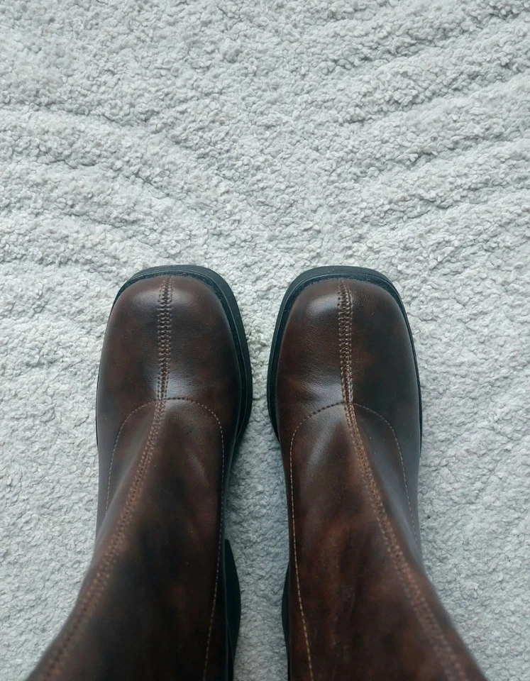 Boots Stiefel Stiefelette braun schokobraun Kunstleder Gr. 39 Absatz Schuhe Dame - Bild 4 von 4