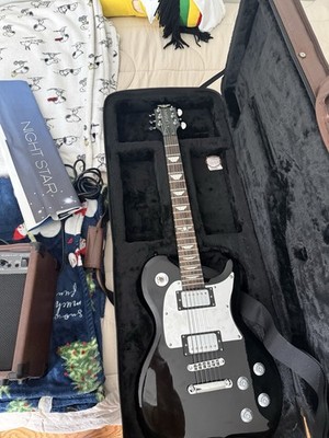Night Star Black Electric Guitar w/ Amplifier, Cable, Gig Bag