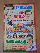 1990-91 Manchester Palace Panto Flyer, Les Dawson, John Nettles, Mark Walker.