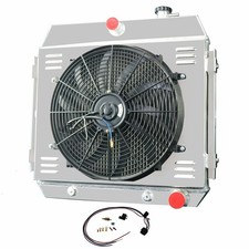 4 Row Aluminum Radiator for 55 56 57 Chevy Bel Air Nomad V8 Shroud Fan Relay Kit