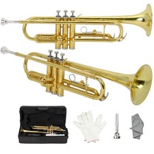 Golden Lacquer Brass Bb Trumpet  Case Student