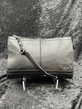 The Sak Black Leather Crossbody Convertible Clutc Bag Purse Basic Black Pristine