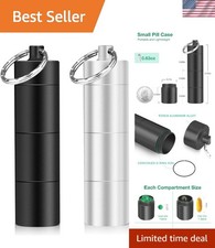 2 Pack Waterproof Keychain Pill Holder with 3 Compartments - Travel Essential
