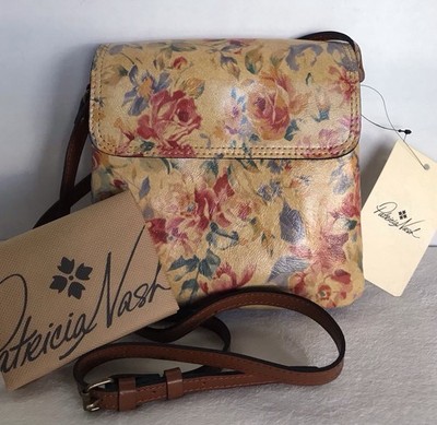 NWT~PATRICIA NASH LEATHER C/B PURSE BALLURI AEGEAN BLOOMS FLORAL DUST COVER