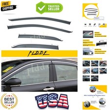 4pcs Smoke Tint with Chrome Trim Window Visors Compatible with 2018-2024 Camr...