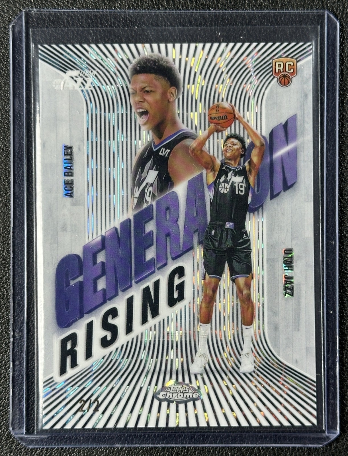 ACE BAILEY 2025-26 TOPPS CHROME GENERATION RISING GEO WHITE REFRACTOR ROOKIE 2/2