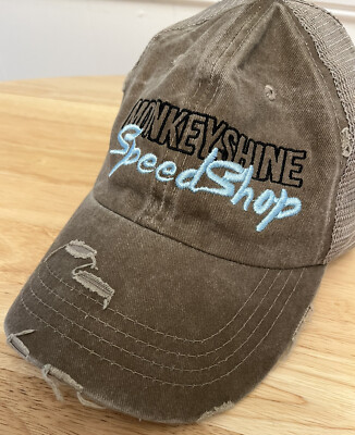 Monkeyshine SpeedShop Hat Ball Cap Distressed Adjustable Green Blue Exc
