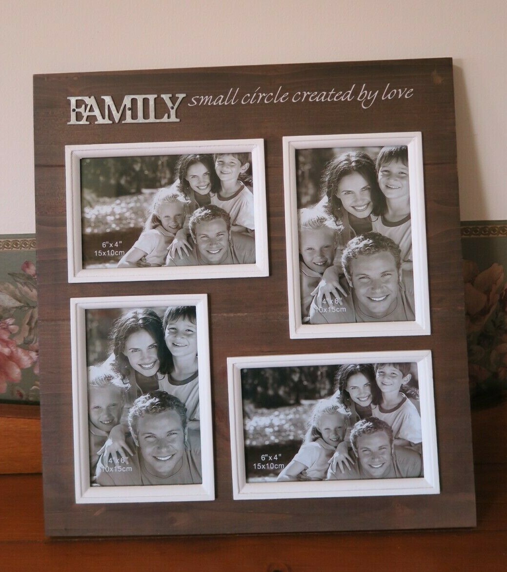4 in 1 Family Brown Wooden Rustic Photo Frame Multi Picture Collage Gift  Present | eBay Australia, image size:1039x1171