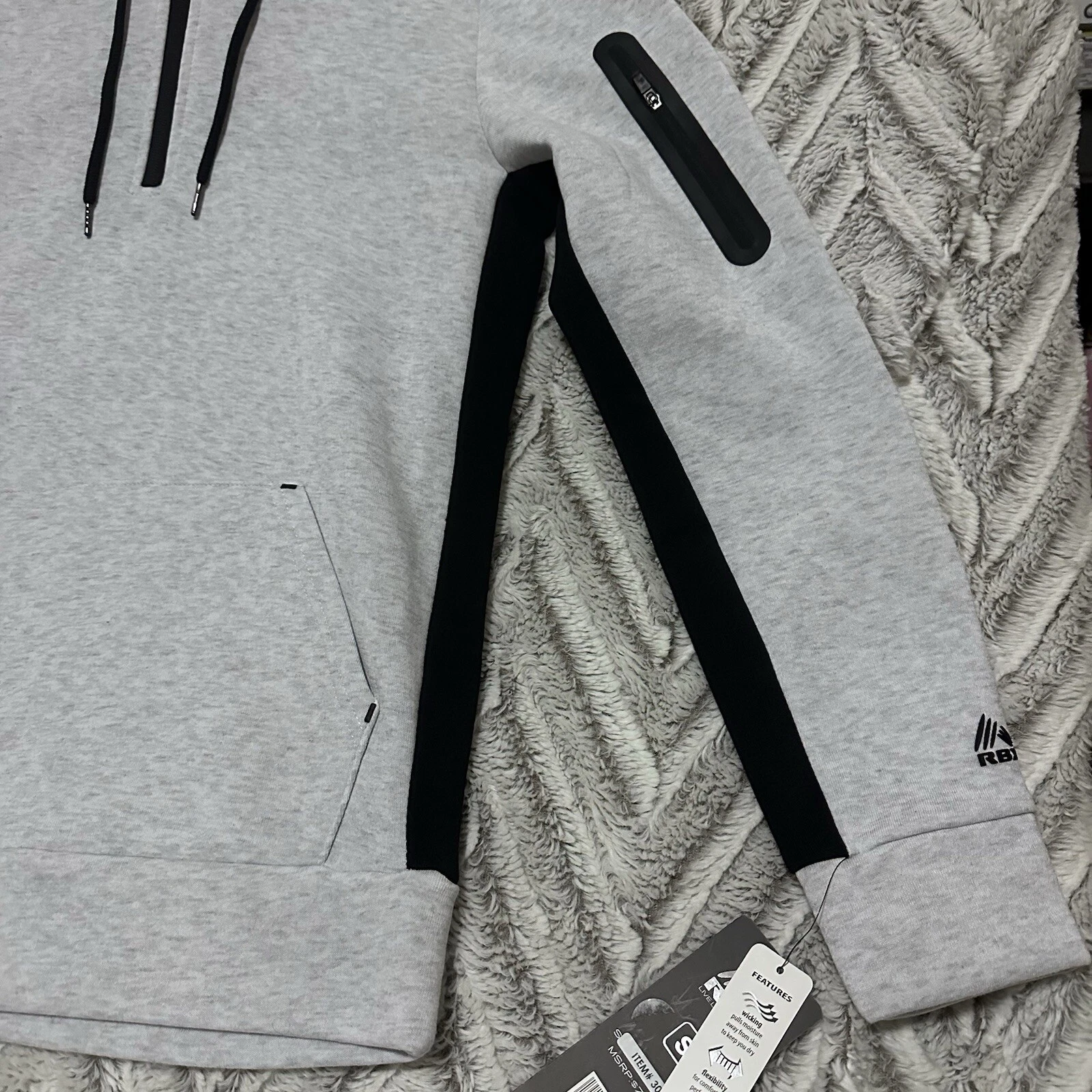 OFF WHITE RBX Felpa con Cappuccio Uomo Active Prime Contrast Fleece 1 4 Zip Felpa Offwhite Nera S