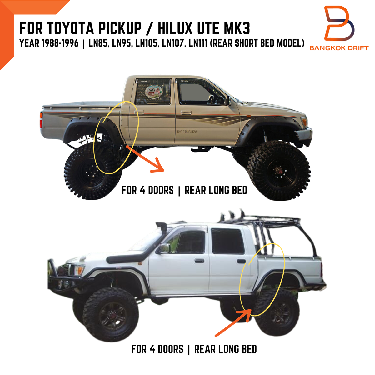 JUNGLE OFFROAD FOR TOYOTA PICKUP 88-96 LN85 LN105 LN106 FENDER