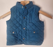 Janie and Jack 6-12 Months Blue Quilted Cotton Snap Front Vest