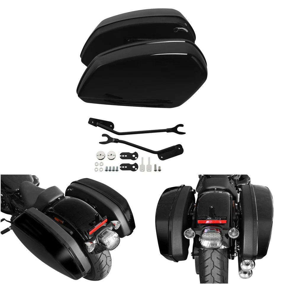 Gloss Black Saddlebag Fit For Harley Softail Street Bob Standard FXBB FXST 18-24 - Изображение 2 из 4
