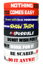 12 Pack Motivational Wristbands for Men, Women  Teens, 12X8  Silicone Bracelets