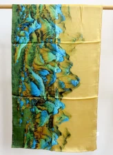 100% Silk Scarf Women neckerchief long Shawl Wrap yellow blue green MY200-25