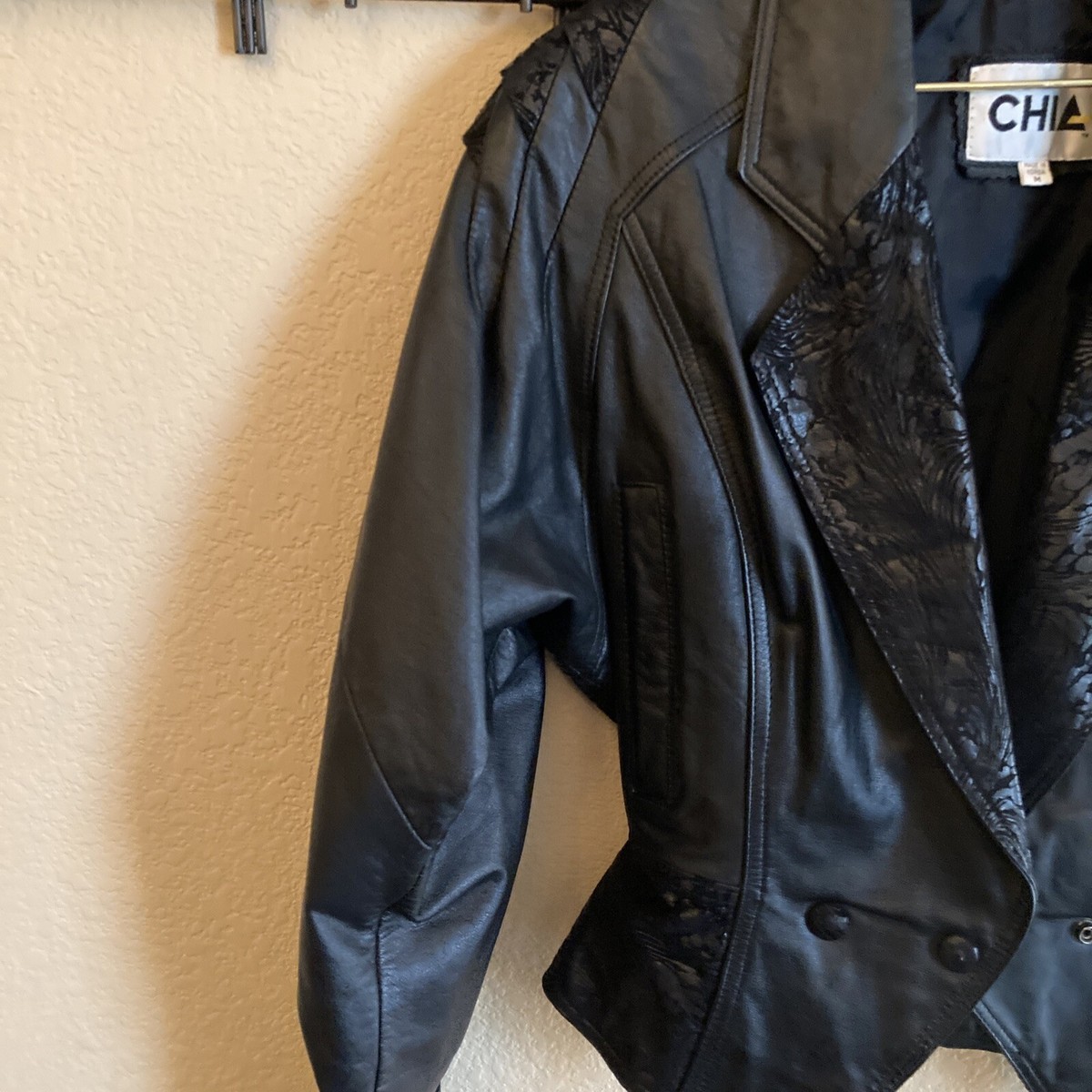 Vintage Chia Black leather & textured leather jacket | eBay Vintage Chia Black leather & textured leather jacket | eBay