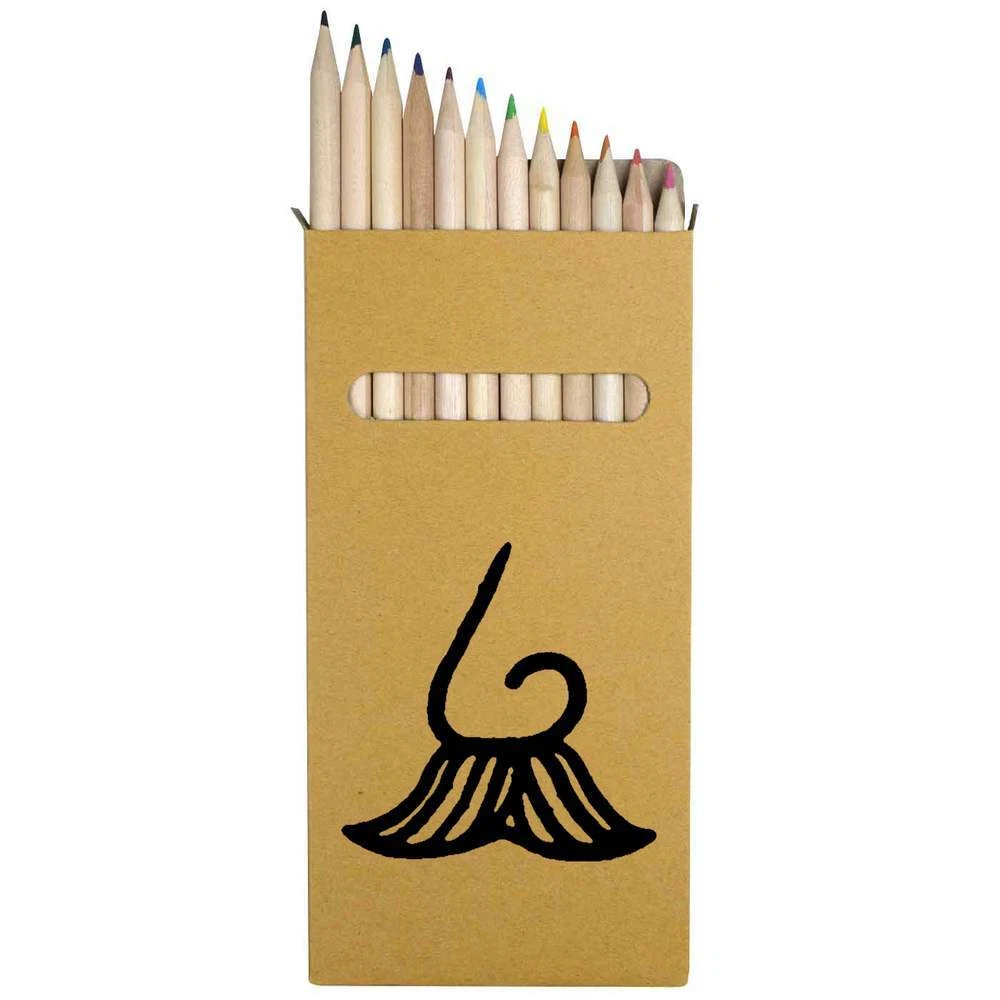 12 x Fancy Moustache Long 178mm Coloured Pencils Pencil Set PE00012370