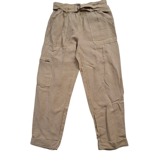 Nicole Miller NY Women's XS Beige Linen Blend Cargo Pants Straight NWOT