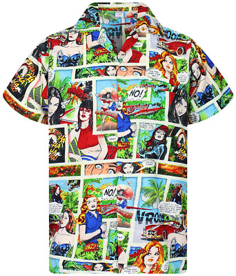Funky Hawaiihemd Comic Multi Colour verschiedene Größen Hawaiishirt 