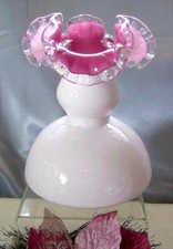 FENTON"30%SALE7"PEACH(pink)CREST"PETTICOAT"VASE"GLASS"MINT~VTG~40's&A $4 SHIP SP