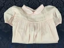 Vintage Toddler Girls Pink Cotton Dress Collar Lace Trim Little Craft 18 Mos