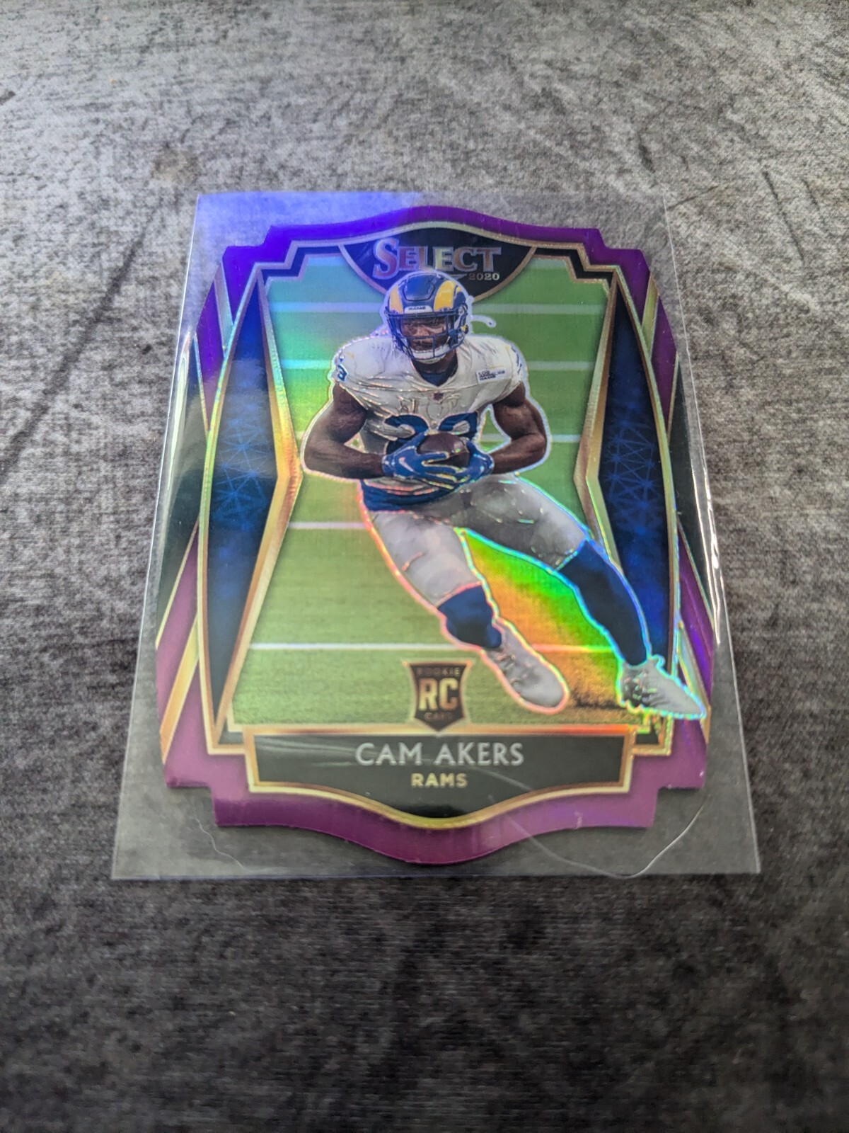 2020 Panini Select - Premier Level Purple Prizm Die-Cut #155 Cam Akers (RC)