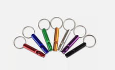 Image of Whistle with Keychain Emerengy Metal Distress Hiking Camping Safety Survival