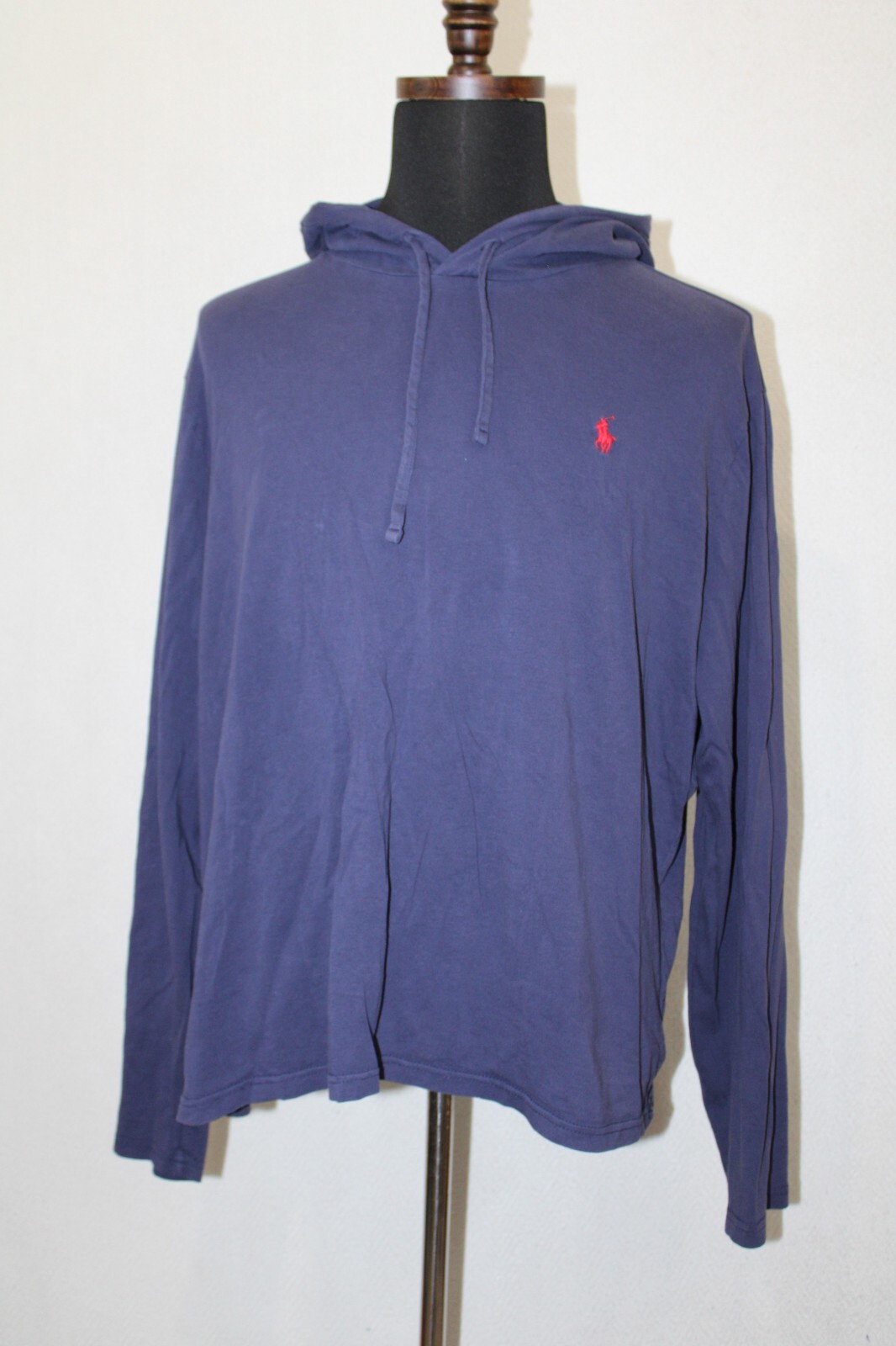 Polo Ralph Lauren taglia XL blu maglia pullover maglietta manica lunga con cappuccio rosso pony