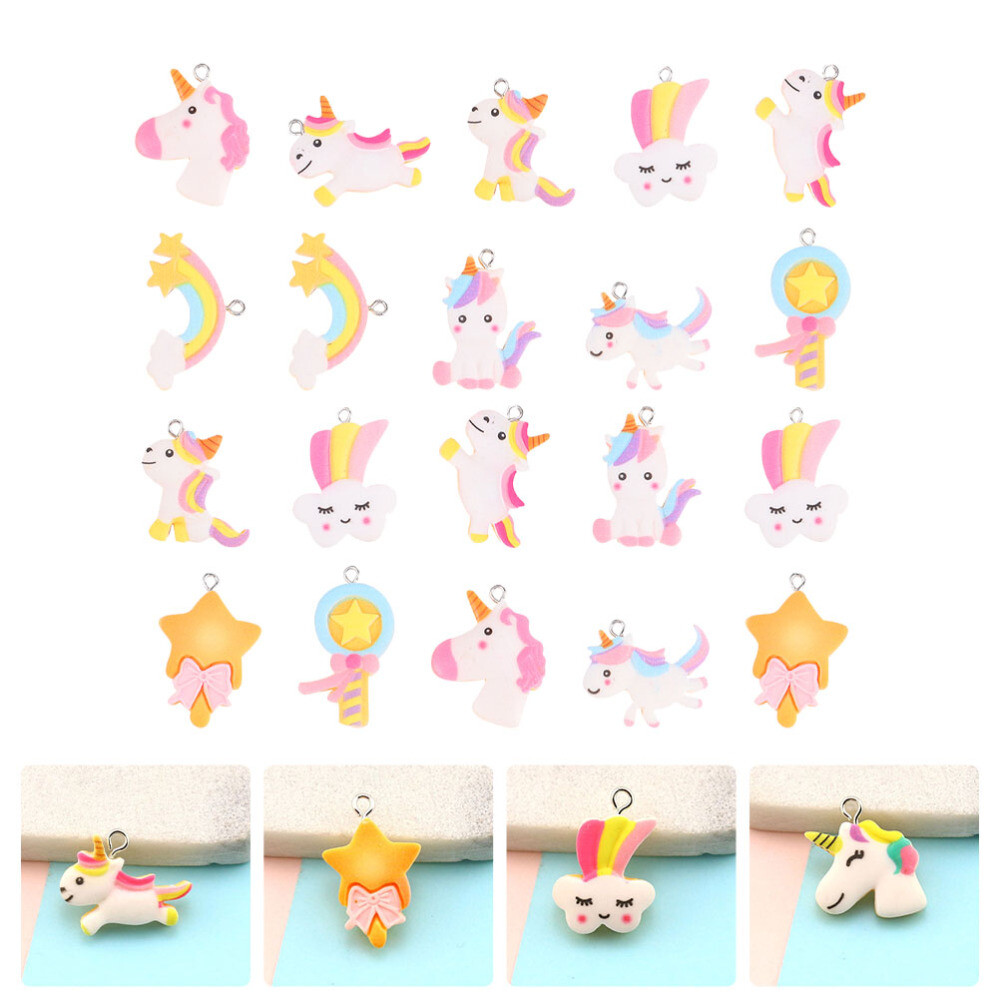 SUNNYCLUE Einhorn-Regenbogen Cabochons – 80 Stück, 10 Designs – Harz-Flatbacks Für DIY & Deko