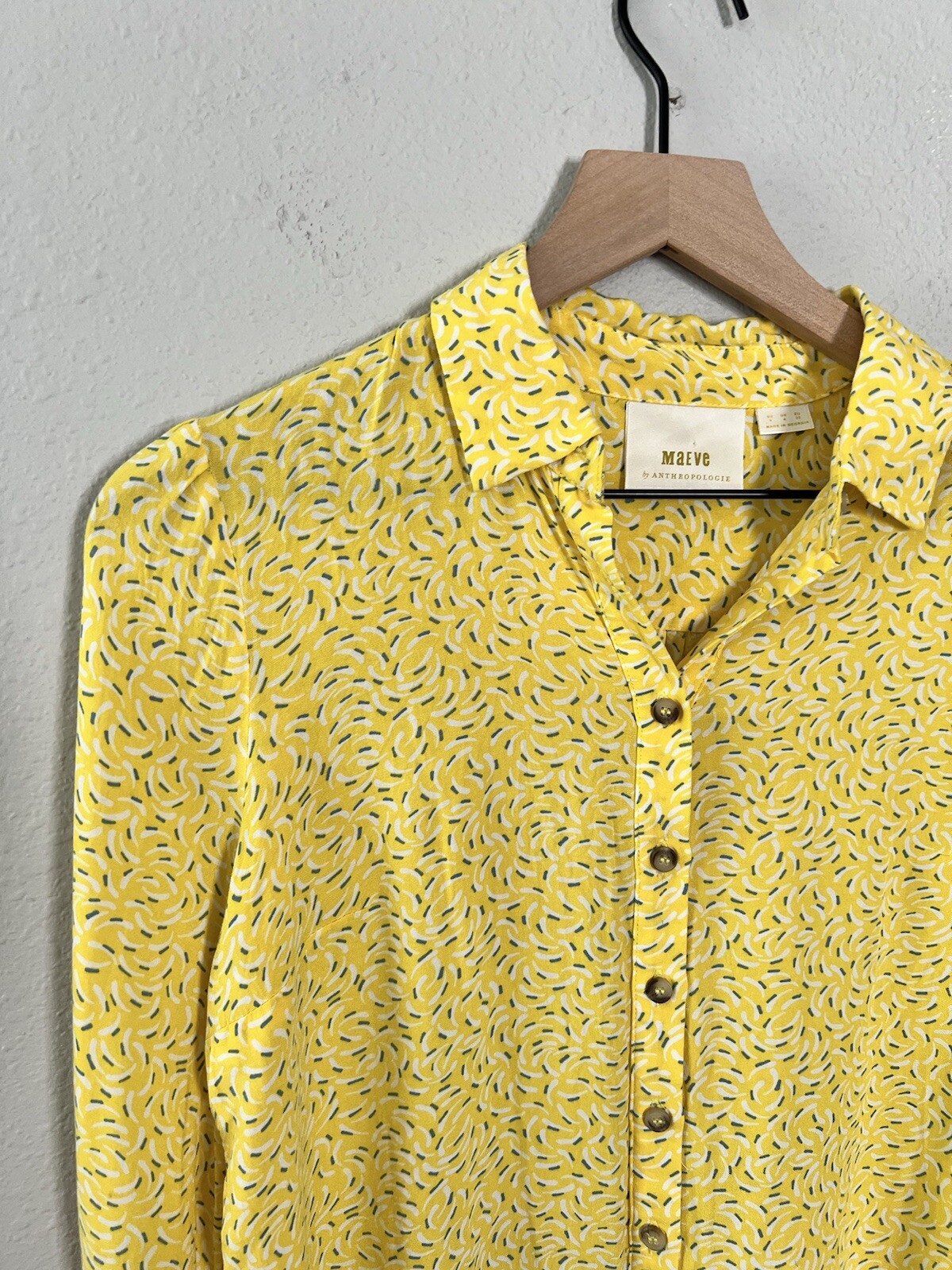 Maeve Anthropologie Blithe Yellow Patterned Shirt… - image 4