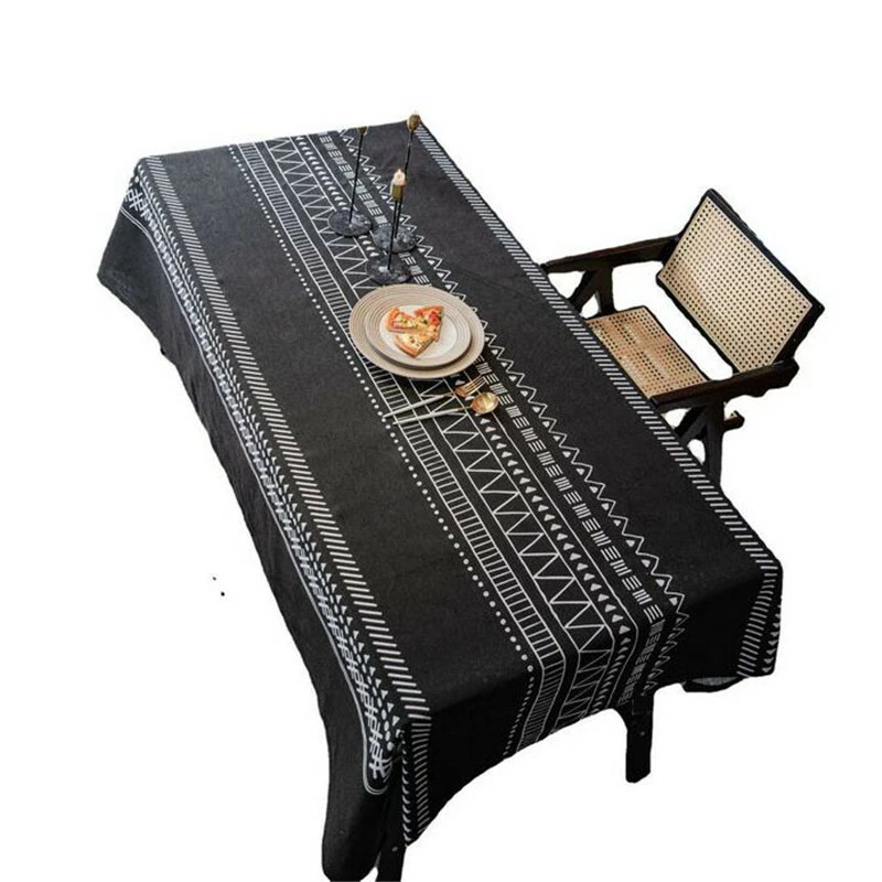 Black Bohemia Rectangle Tablecloth for Dining Room Table Cloth Cover Party Decor - Image 2 of 4