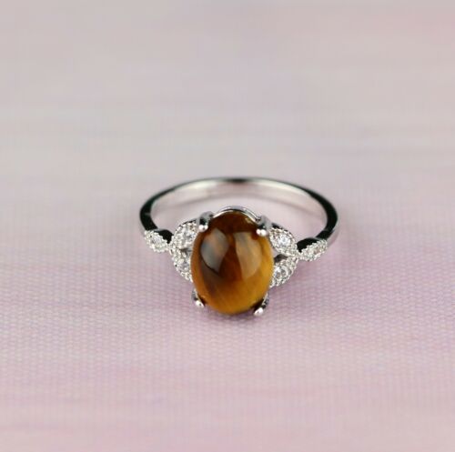 Gemstone Butterfly Ring White Gold Plated Amethyst Tigereye Carnelian Turquoise - Picture 1 of 6