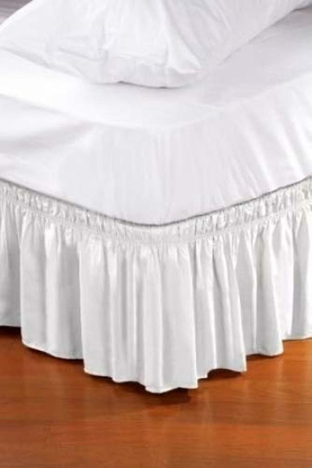 Bed Skirt Silky Luxurious Wrap Around Bed Skirt Easy Fit Uniform Non Fading Ruffles Elastic