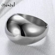 MENDEL Art Deco Fashion Mens High Polished Ring Band Stainless Steel Size 7-13