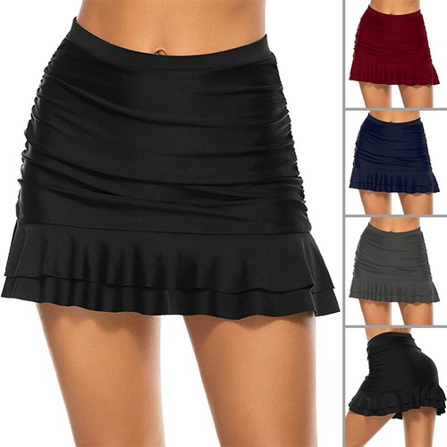 ruched high waist swim skirt