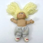 Coleco Mini Cabbage Patch Girl Doll Pin Up Blonde Hair Blue Eyes 1983 Pink Bows