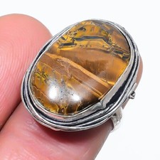 Tiger Eye Gemstone 925 Sterling Silver Jewelry Ring Size 6.5 Gift for Her Q588
