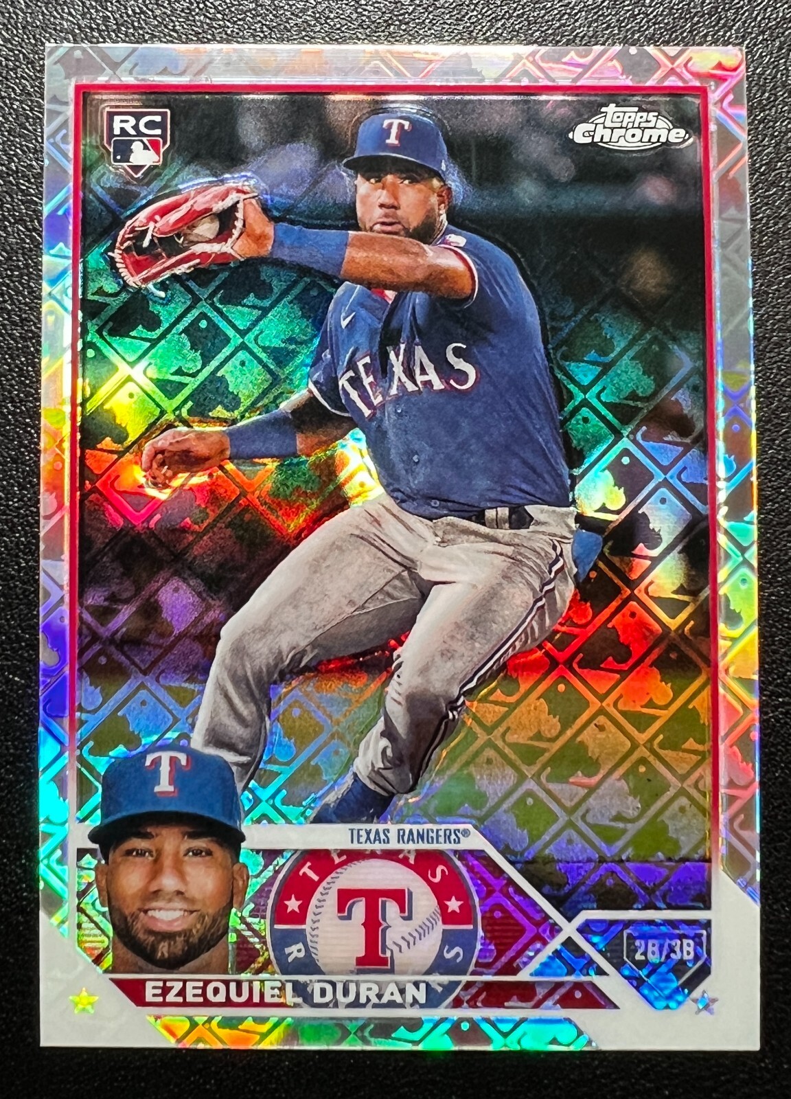 2023 Topps Chrome Logofractor Ezequiel Duran #36 Texas Rangers RC