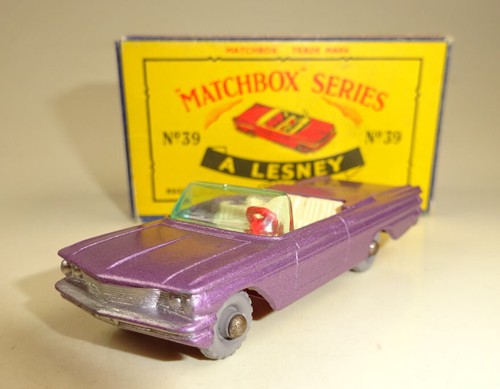 Matchbox No. 39B Pontiac Convertible met. lilac rare grey wheels in "C" Box - Picture 2 of 16