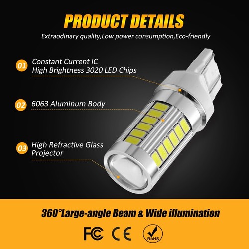 AUXBEAM White 7443 7440 LED 6000K Reverse Backup Turn Signal Parking Light Bulbs - Bild 8 von 11