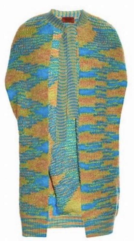 Missoni Geometric Wool Blend Boucle Sleeveless Cardigan Blue 42