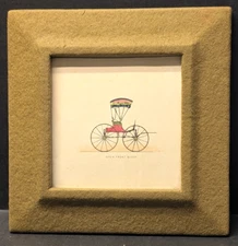 Vintage Unique Garnitz Furniture Co. Hand Tinted Engraving Felt Frame 8.5"x8.5"