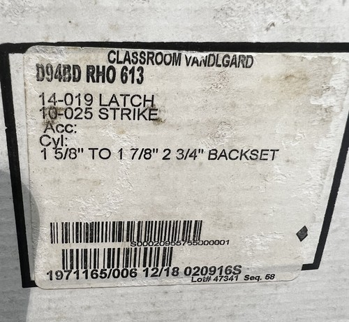 Schlage D94BD RHO 613 Vandlgard Klassenzimmer Hebelschloss - Bild 5 von 6