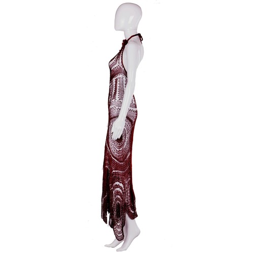 women clothing summer fashion couture long sexy dress silk crochet red elegant S - Picture 7 of 12