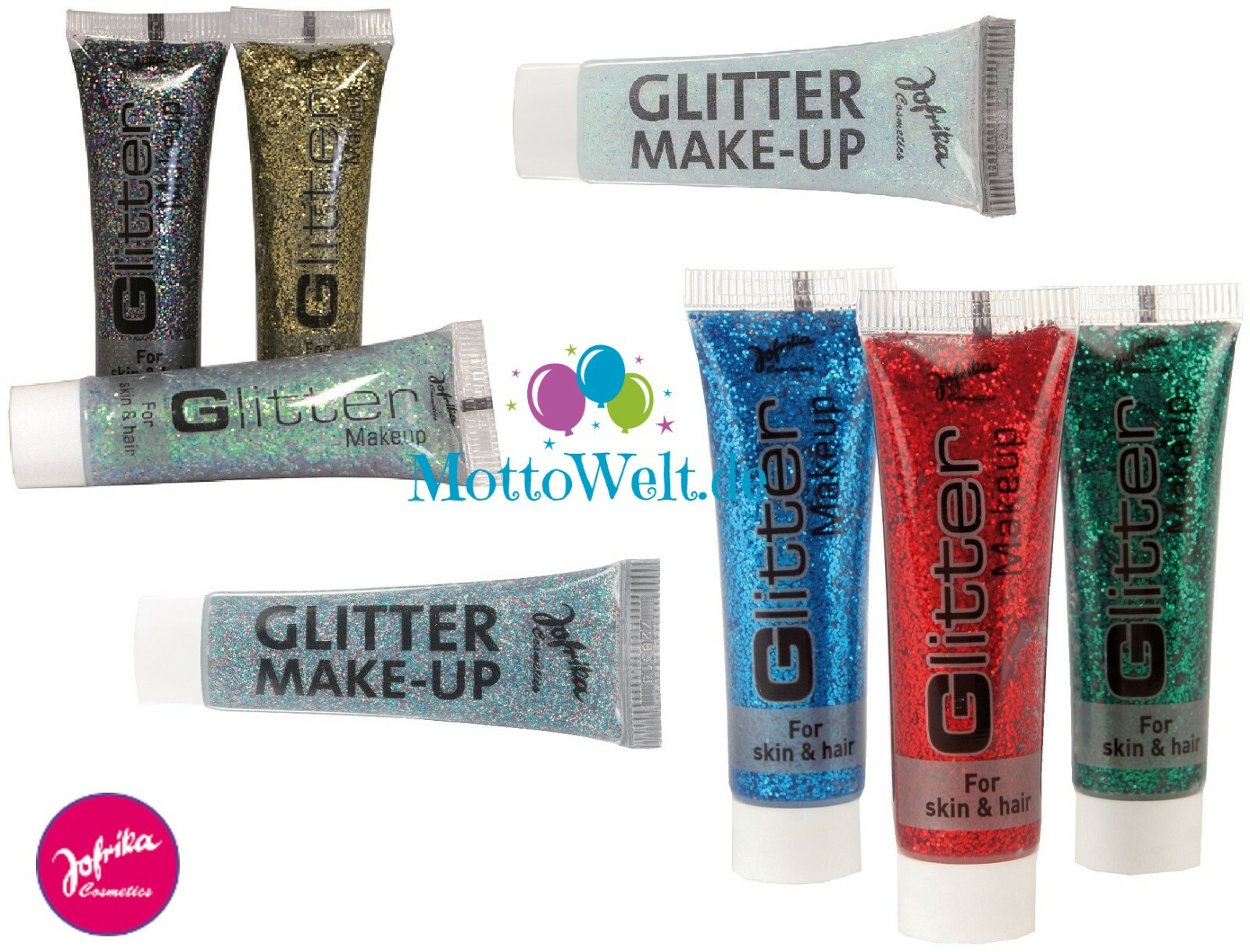 Jofrika Cosmetics 7111xx Glitter Makeup, gelbirisierend blau rot