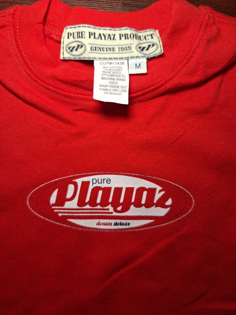 Vintage Pure Playaz T Shirt Girls Youth Size M Dead Stock Nwot Red