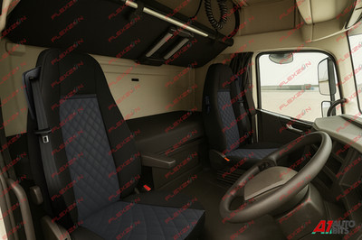 Tailored PU Leather Seat Covers Full Black Fits Volvo FH 460 Euro 6 2013-2020 2X