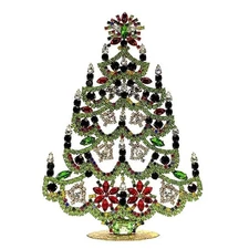 Large Christmas Tree Bohemian Glass Rhinestone – Holiday Jewelry Decor 8''