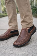 Clarks Privo Men  s Brown Leather Slip On Loafers Size 11M Comfort Casual Stretch